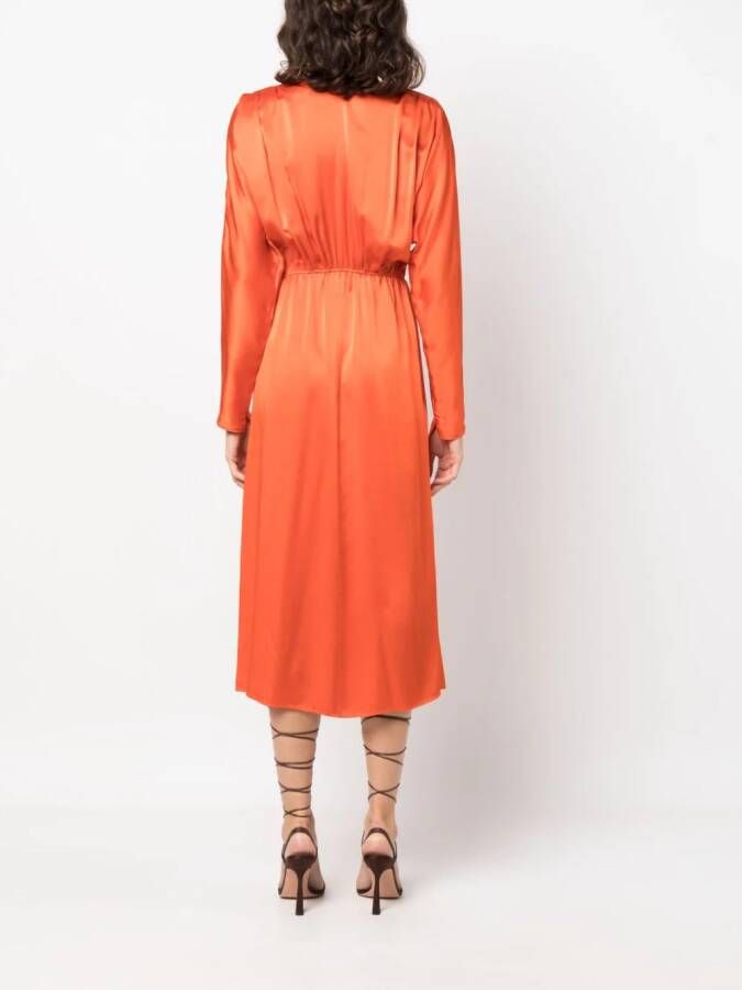 Forte Zijden midi-jurk Oranje