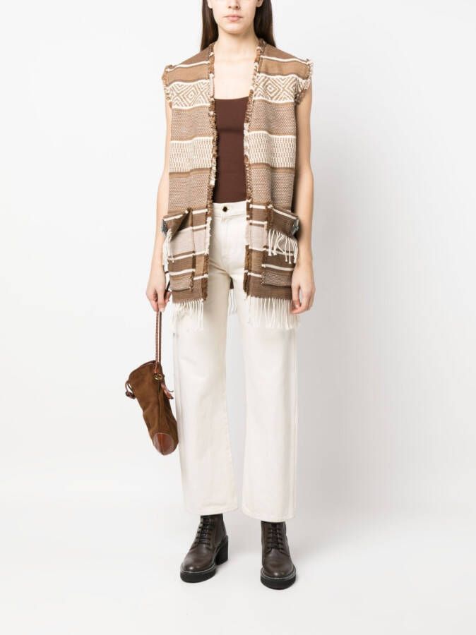 Fortela Gilet met verticale streep Bruin