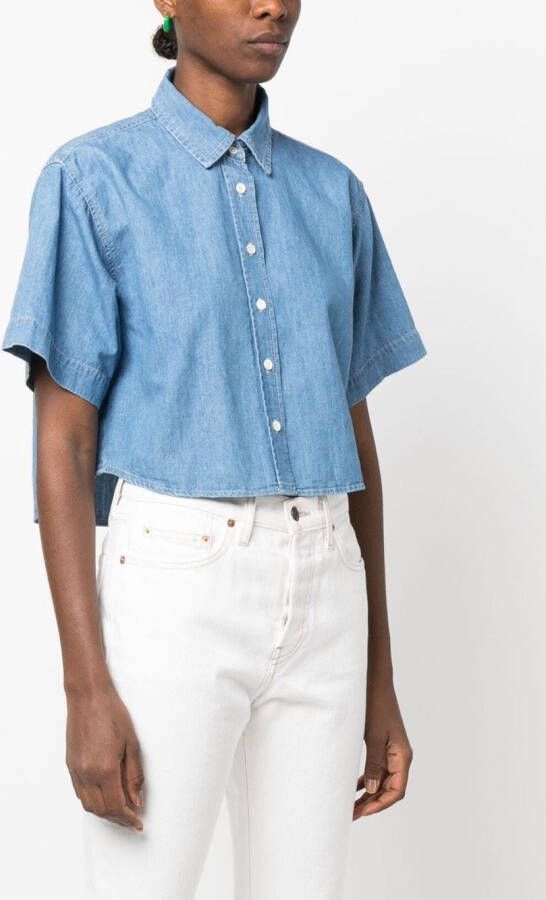 FRAME Blouse van katoen-linnenmix Blauw