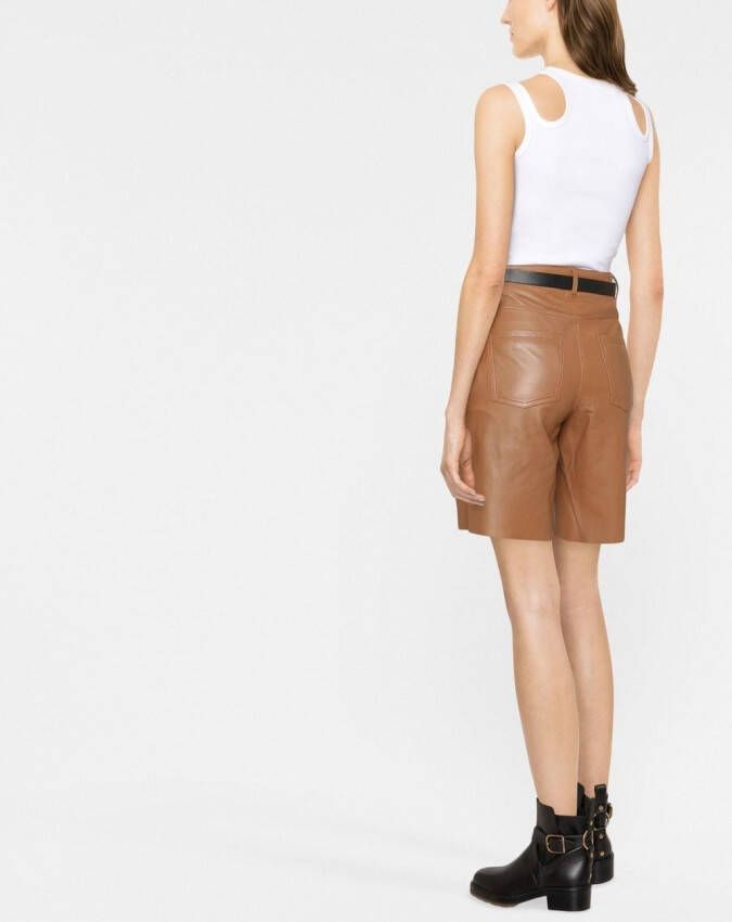 FRAME Leren shorts Bruin