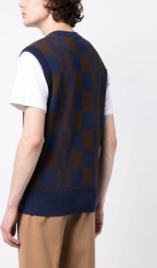 Fred Perry Geruit gilet Blauw