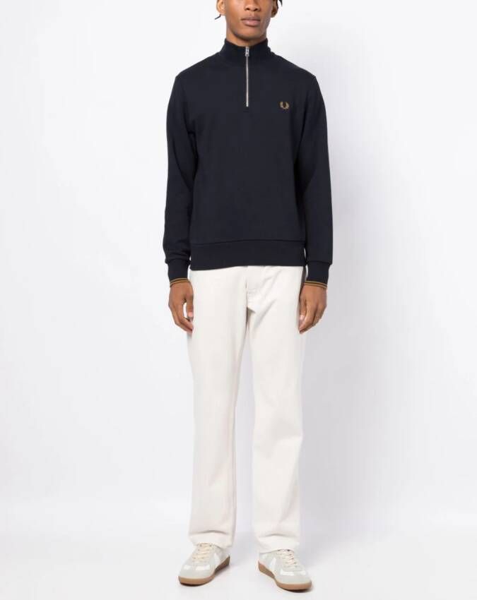 Fred Perry Sweater met geborduurd logo Blauw