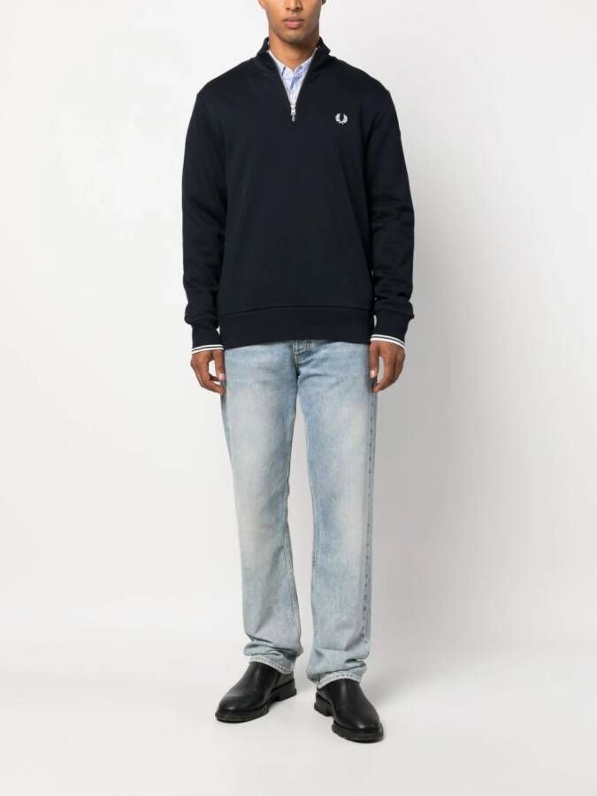 Fred Perry Sweater met geborduurd logo Blauw