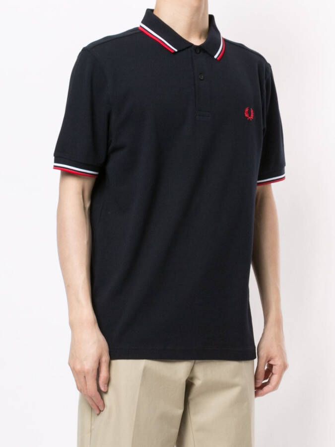Fred Perry Poloshirt met gestreepte afwerking Blauw