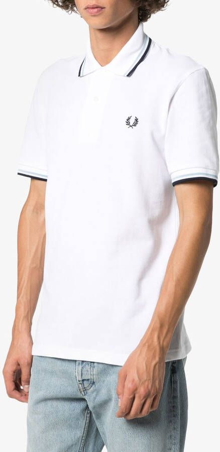 Fred Perry Poloshirt met gestreepte afwerking Wit