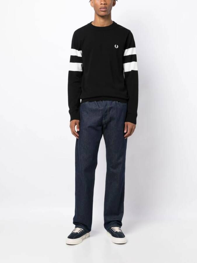 Fred Perry Sweater met geborduurd logo Zwart
