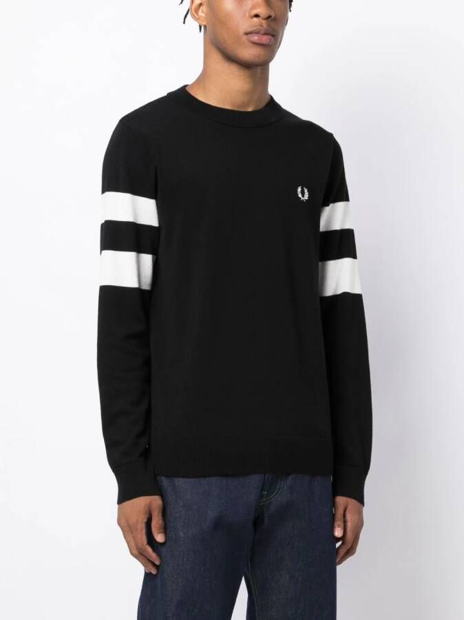 Fred Perry Sweater met geborduurd logo Zwart