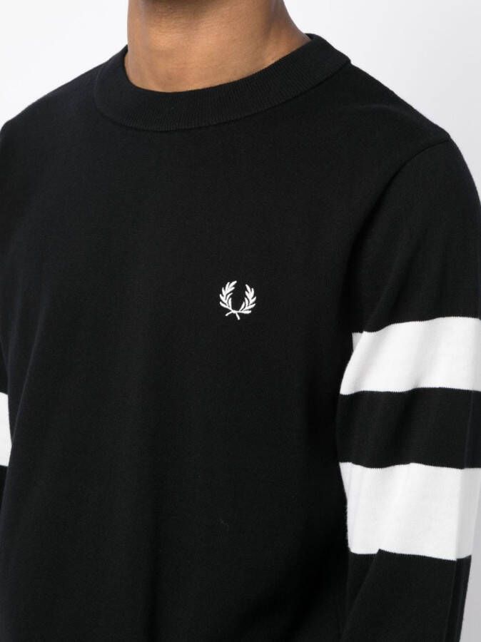 Fred Perry Sweater met geborduurd logo Zwart