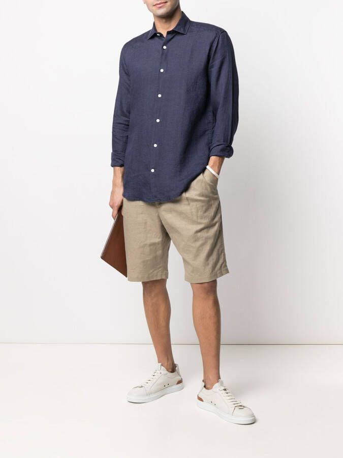 Frescobol Carioca Linnen overhemd Blauw