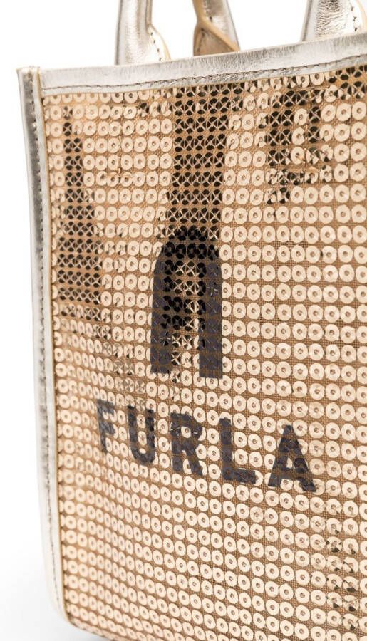 Furla Shopper met logoprint Goud