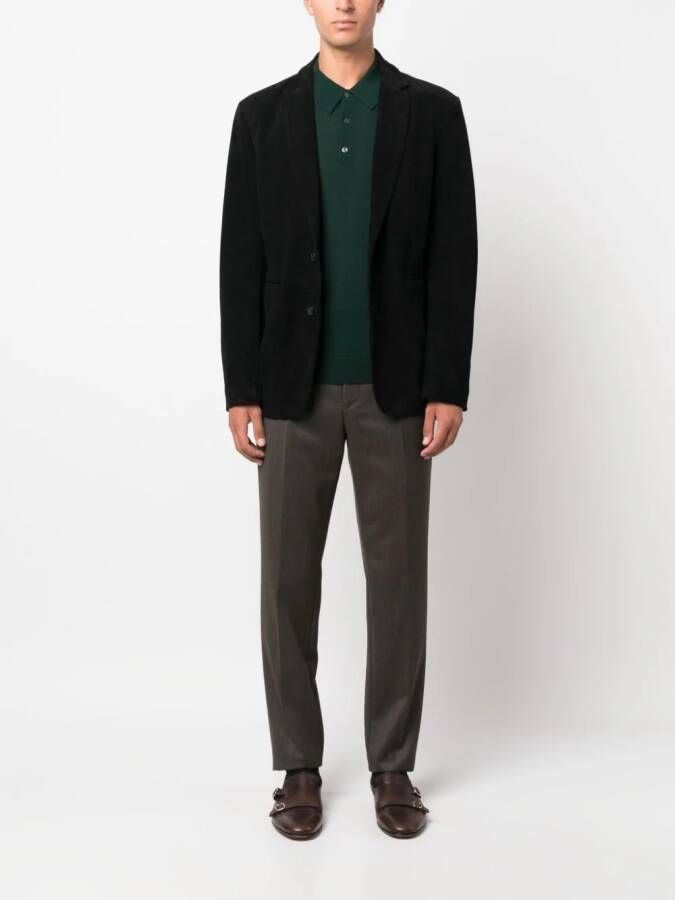 FURSAC Button-up wollen poloshirt Groen