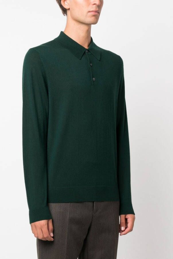 FURSAC Button-up wollen poloshirt Groen