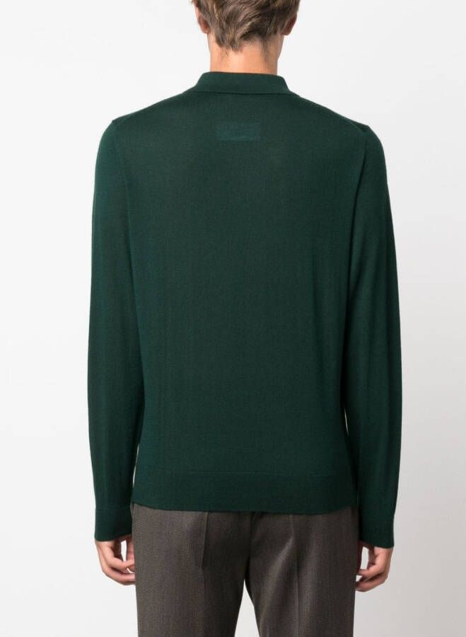FURSAC Button-up wollen poloshirt Groen
