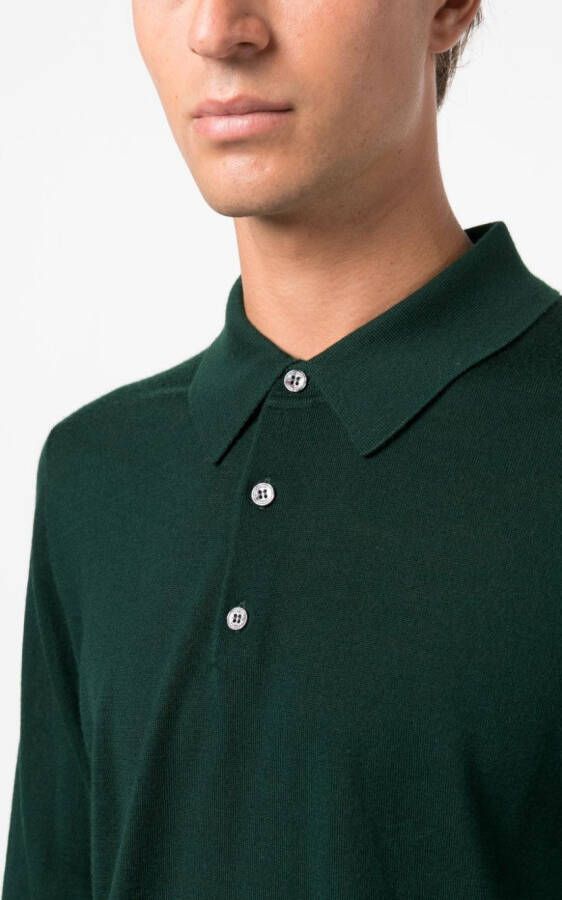 FURSAC Button-up wollen poloshirt Groen