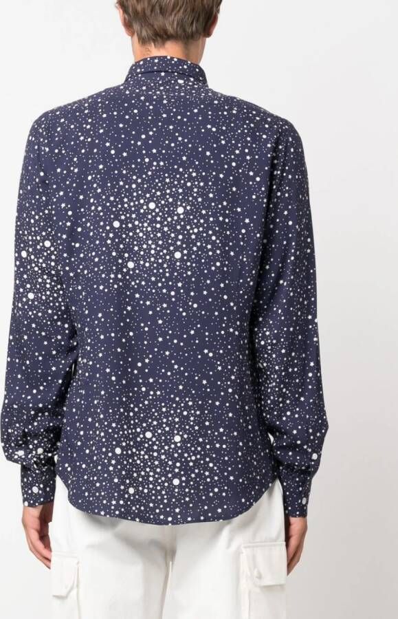 FURSAC Katoenen overhemd met sterrenprint Blauw