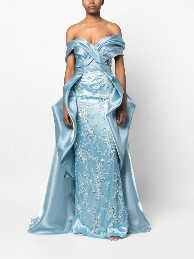 Gaby Charbachy Maxi-jurk verfraaid met pailletten Blauw