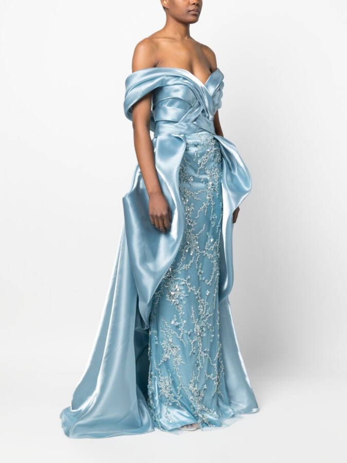 Gaby Charbachy Maxi-jurk verfraaid met pailletten Blauw