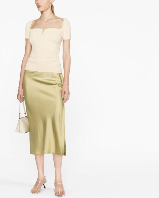 Galvan Geribbelde tanktop Beige
