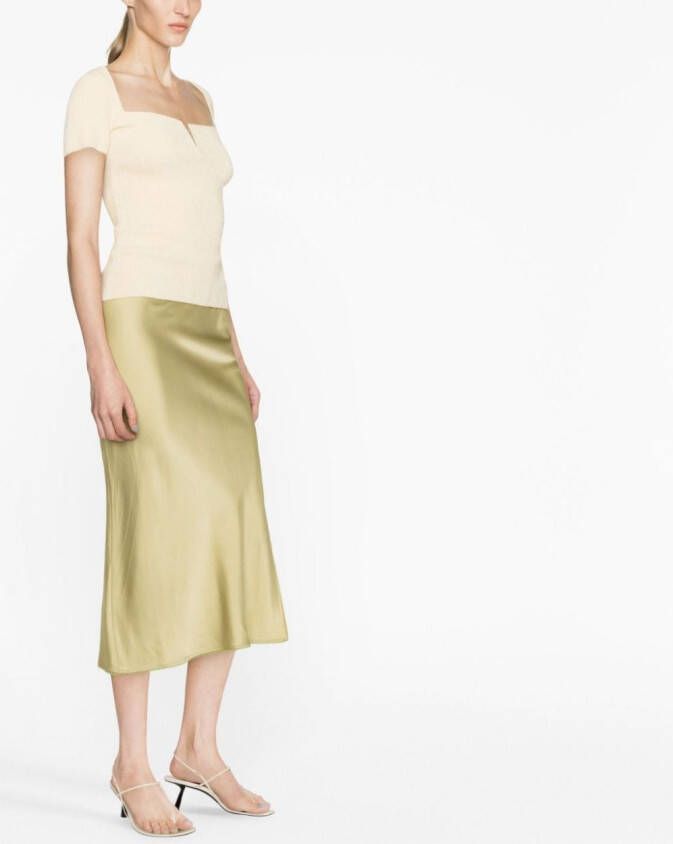 Galvan Geribbelde tanktop Beige