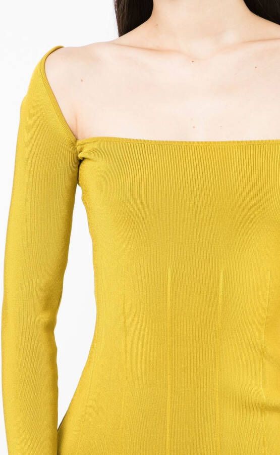 Galvan Midi-jurk met vierkante hals Geel