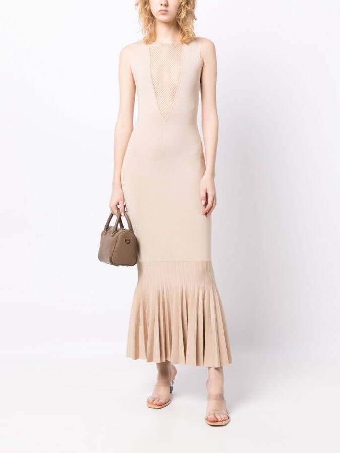 Galvan Erato jurk met geplooide afwerking Beige