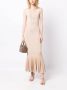 Galvan Erato jurk met geplooide afwerking Beige - Thumbnail 2
