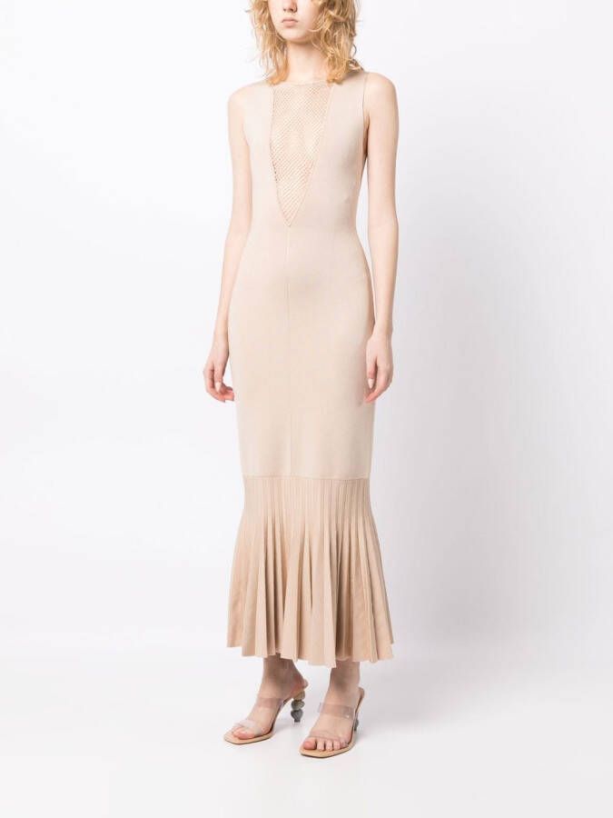 Galvan Erato jurk met geplooide afwerking Beige