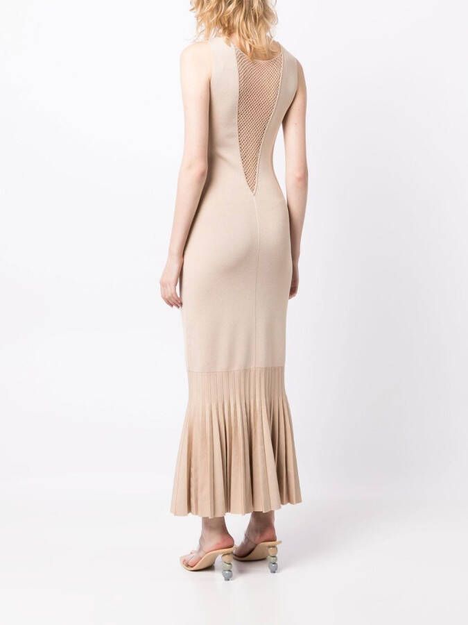 Galvan Erato jurk met geplooide afwerking Beige