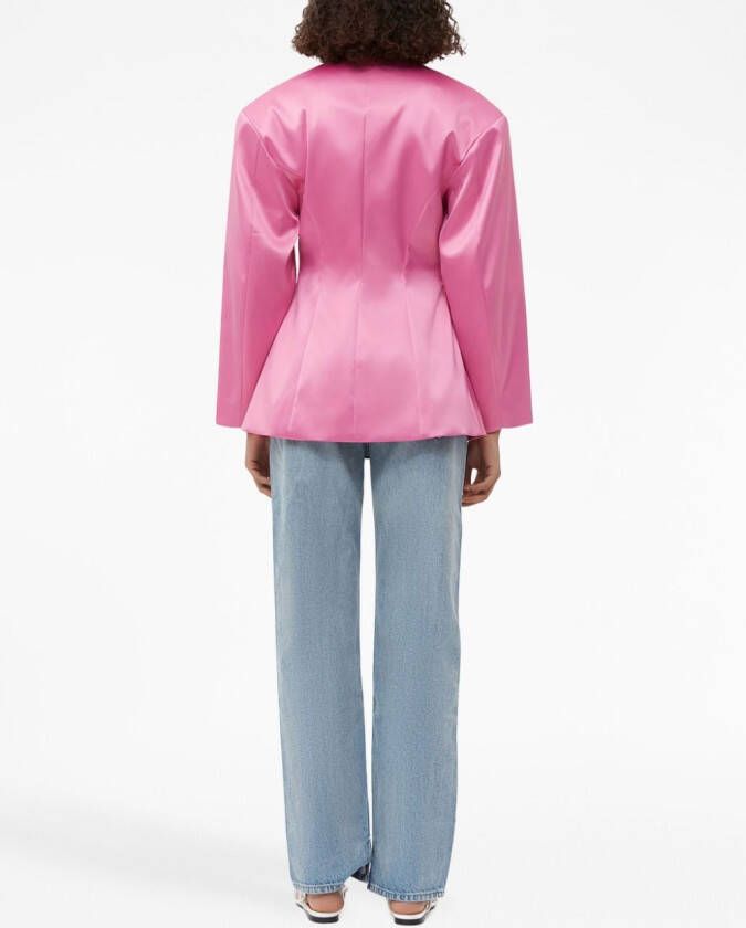 GANNI Blazer met enkele rij knopen Roze