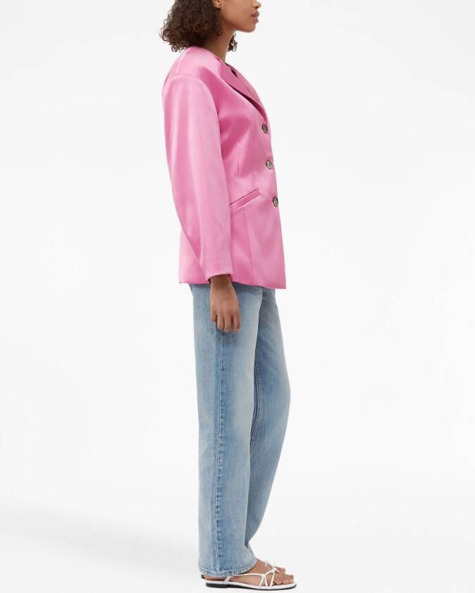GANNI Blazer met enkele rij knopen Roze