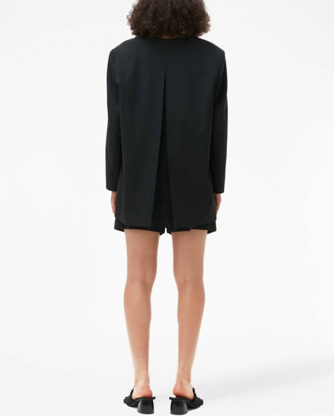 GANNI Blazer met enkele rij knopen Zwart