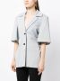 GANNI Blazer met korte mouwen Blauw - Thumbnail 3