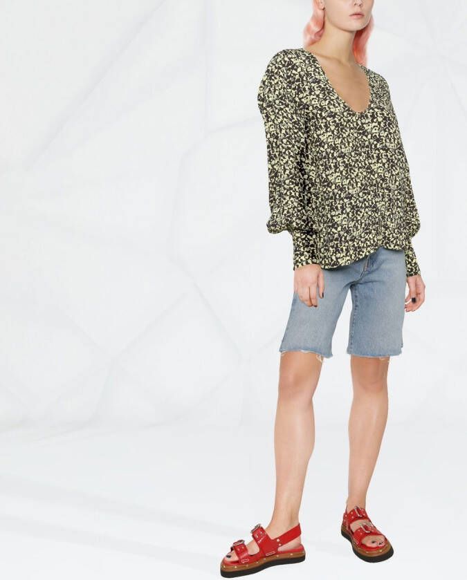 GANNI Blouse met abstracte print Zwart