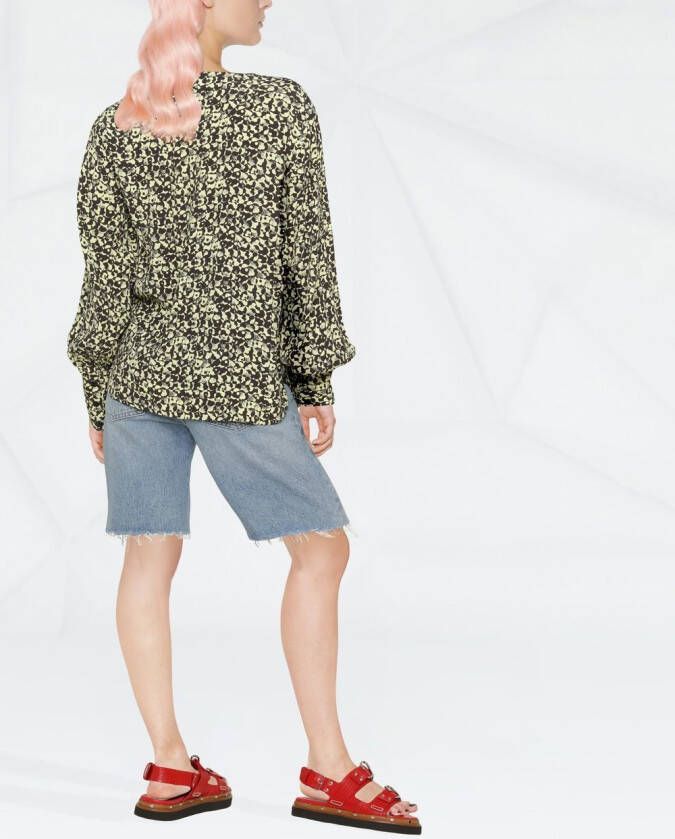 GANNI Blouse met abstracte print Zwart
