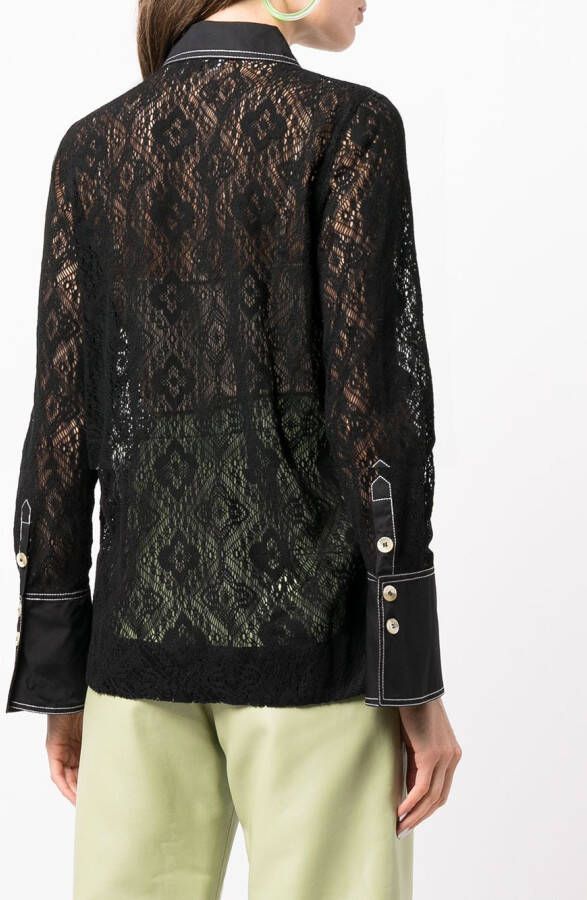 GANNI Blouse met kant Zwart