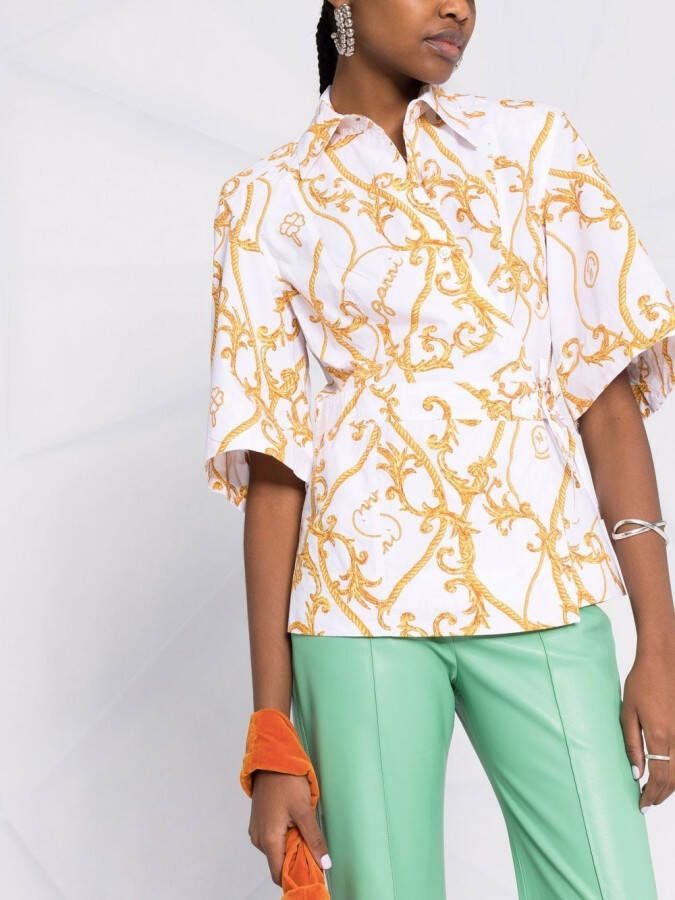 GANNI Blouse met korte mouwen Wit