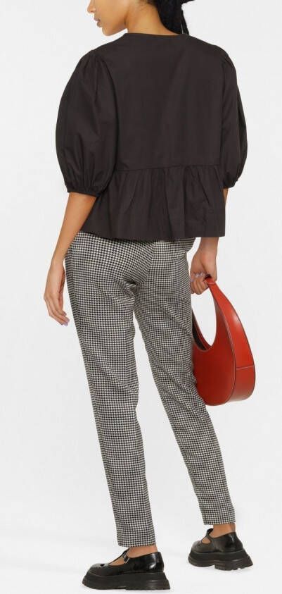 GANNI Blouse met pofmouwen Zwart