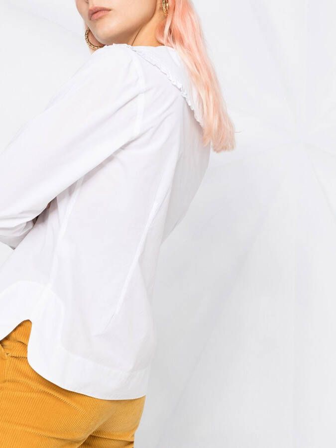 GANNI Blouse met ruchekraag Wit