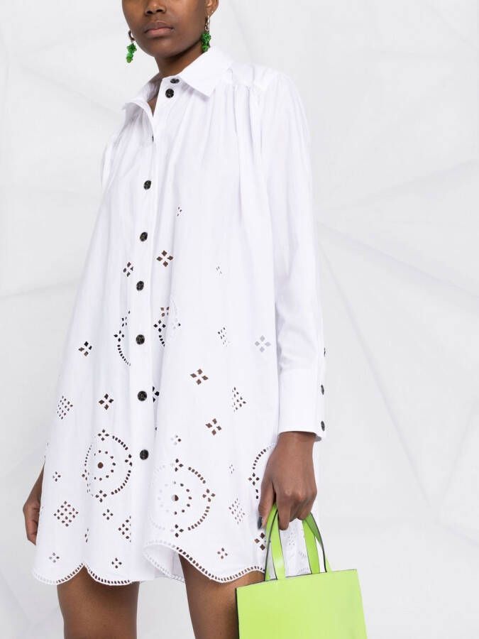 GANNI Blousejurk met lange mouwen Wit