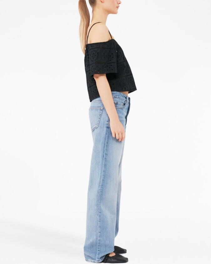 GANNI Broderie anglaise top Zwart