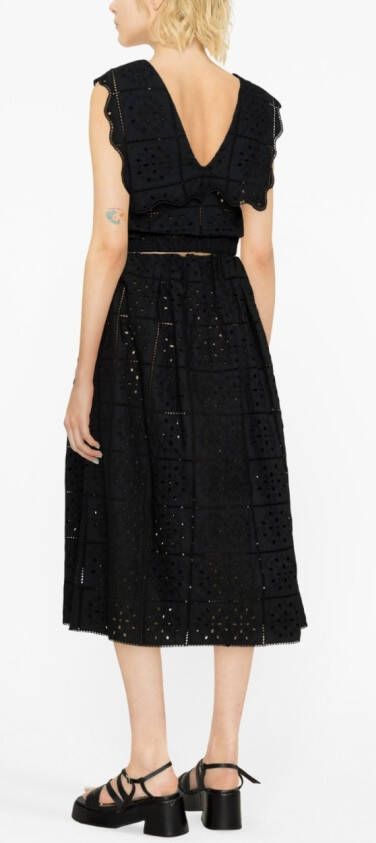 GANNI Broderie anglaise top Zwart