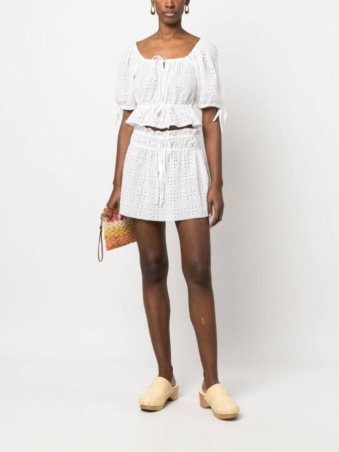 GANNI Broderie anglaise top Wit