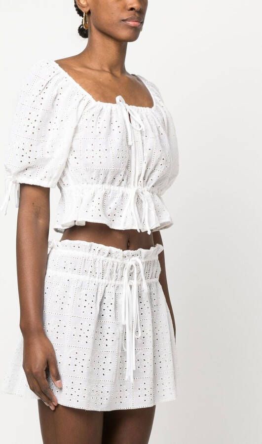 GANNI Broderie anglaise top Wit