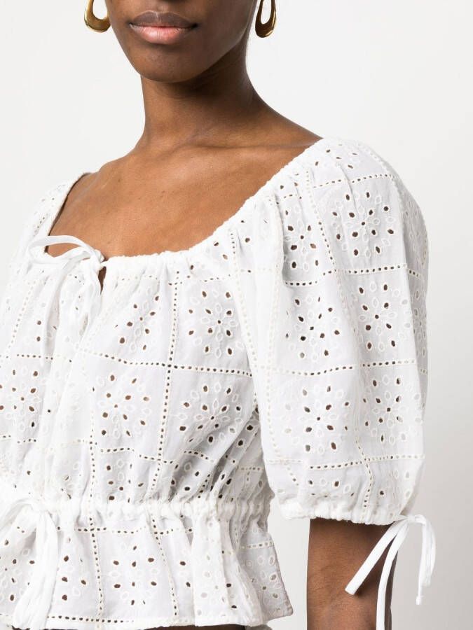 GANNI Broderie anglaise top Wit