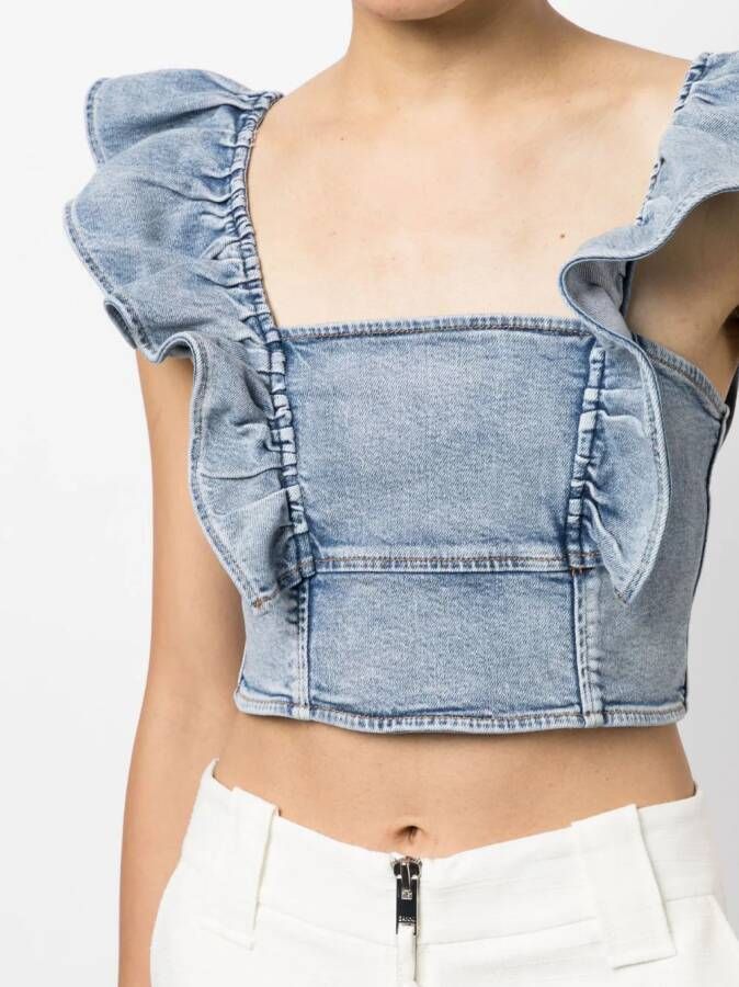 GANNI Denim top Blauw