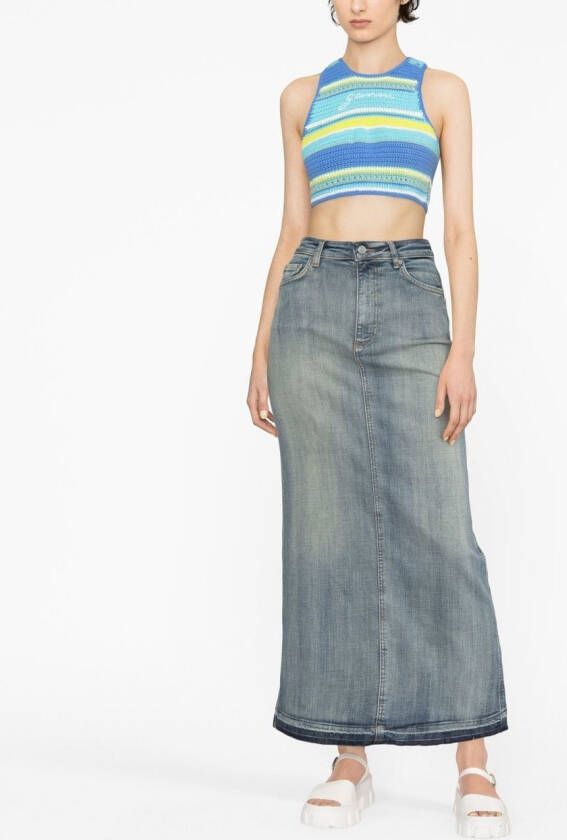 GANNI Denim maxi-rok Blauw