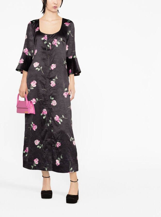 GANNI Jurk met bloemenprint Zwart