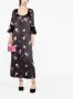 GANNI Jurk met bloemenprint Zwart - Thumbnail 2