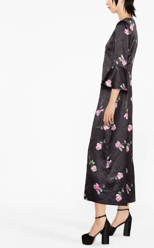 GANNI Jurk met bloemenprint Zwart