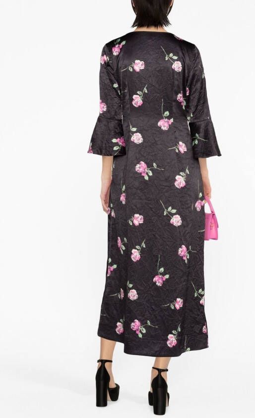 GANNI Jurk met bloemenprint Zwart
